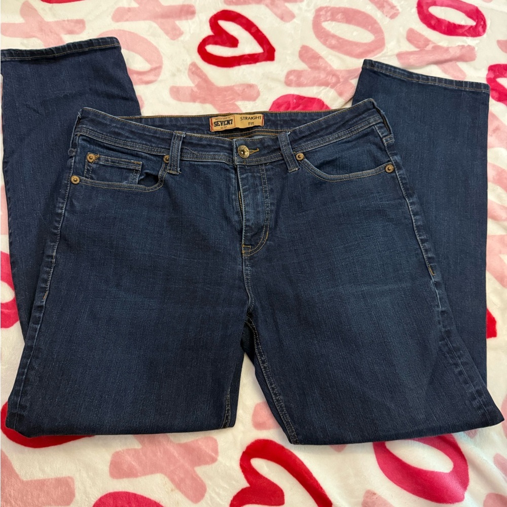 Seven7 Dark Blue Straight Leg Jeans